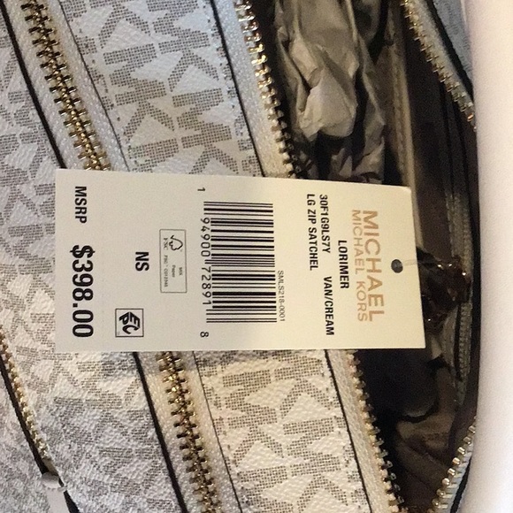 NWT Michael Kors Lorimer satchel vanilla/ cream size large - Picture 4 of 7